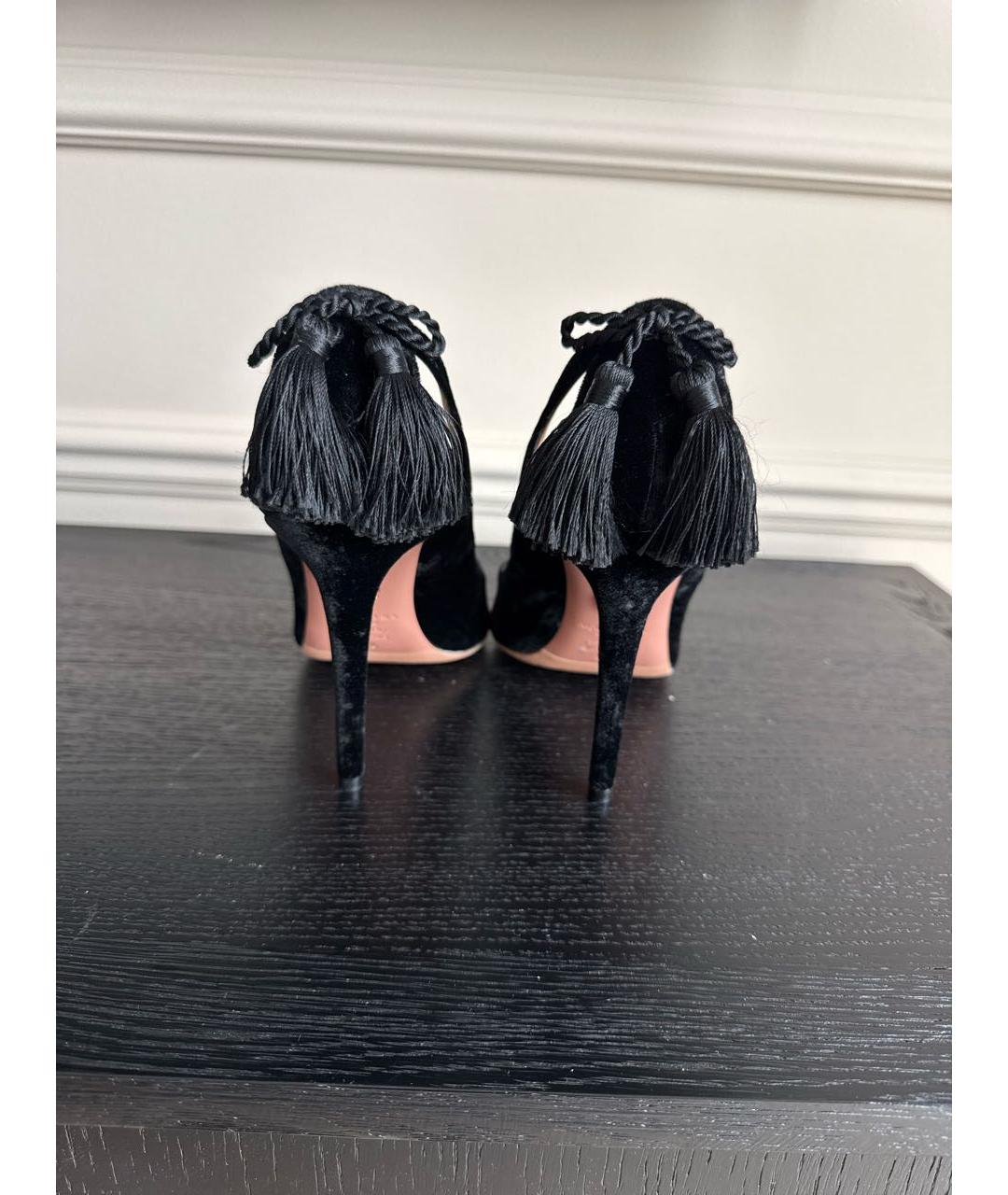 AQUAZZURA Черные бархатные туфли, фото 4