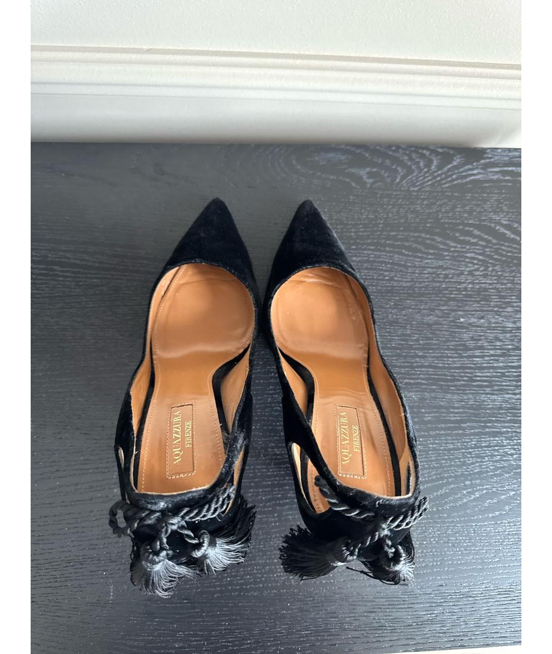 AQUAZZURA Черные бархатные туфли, фото 3
