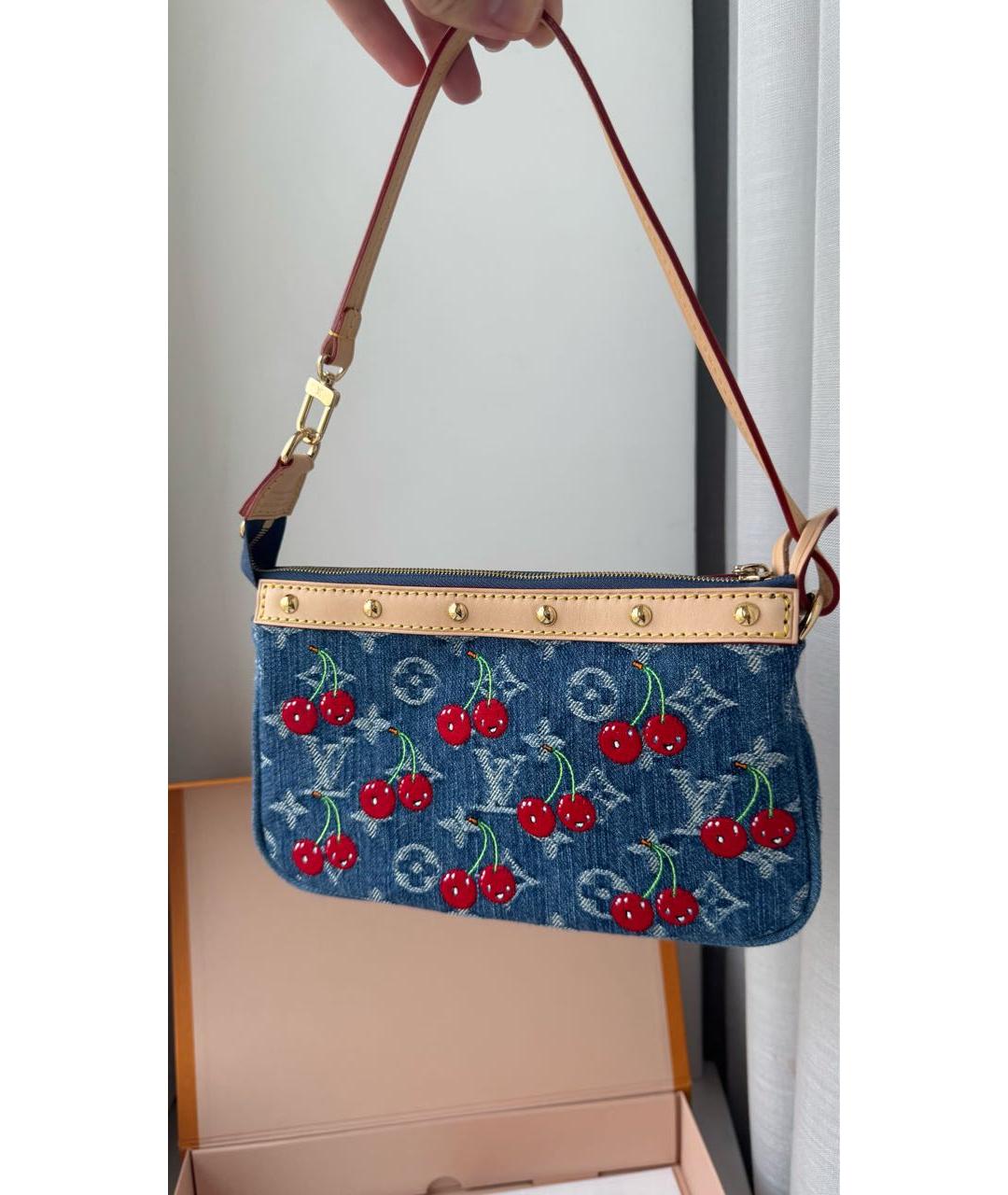 LOUIS VUITTON Синяя деним сумка с короткими ручками, фото 7