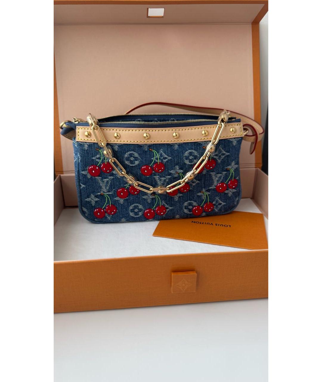 LOUIS VUITTON Синяя деним сумка с короткими ручками, фото 9