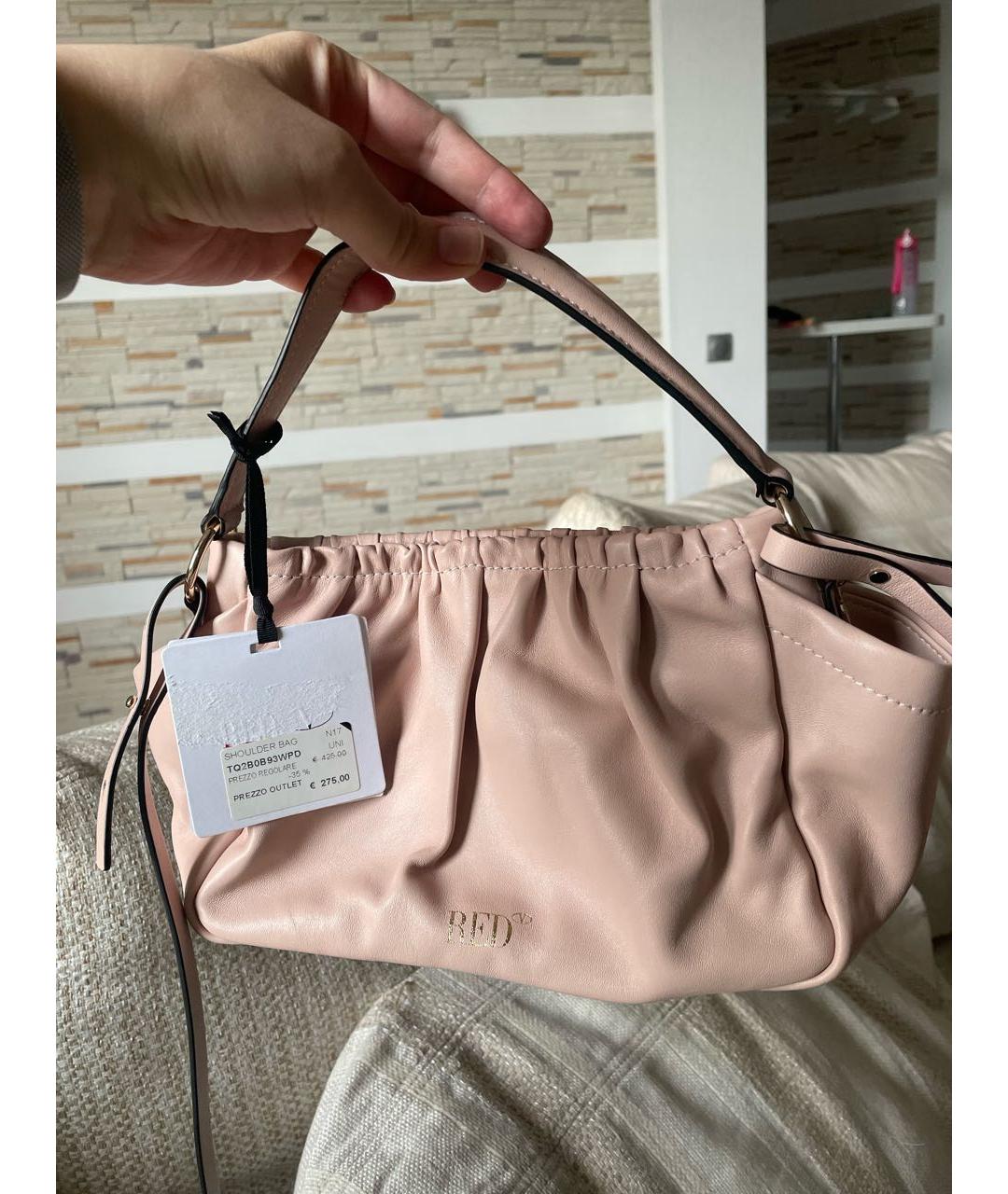 RED VALENTINO Розовая кожаная сумка с короткими ручками, фото 2