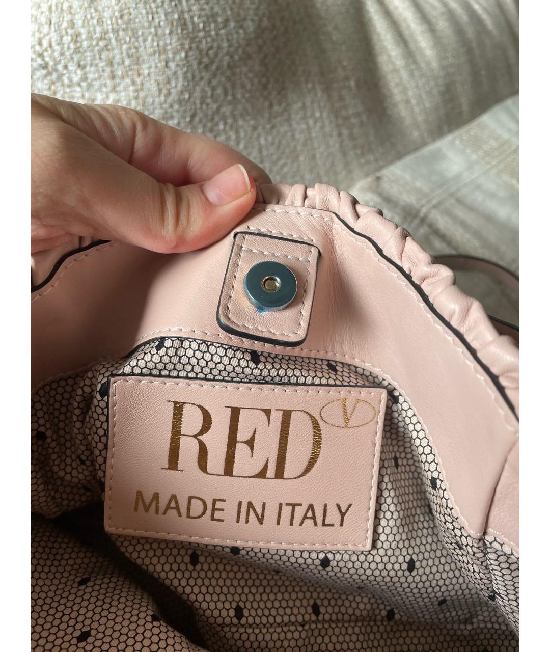 RED VALENTINO Розовая кожаная сумка с короткими ручками, фото 3