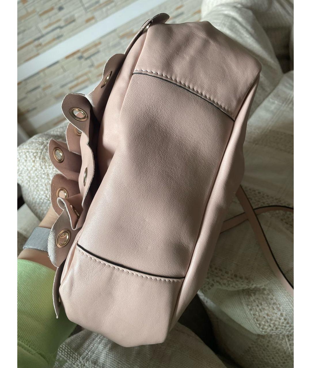 RED VALENTINO Розовая кожаная сумка с короткими ручками, фото 8
