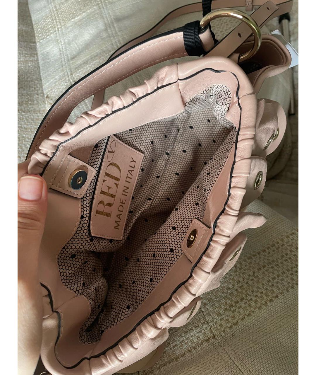 RED VALENTINO Розовая кожаная сумка с короткими ручками, фото 7