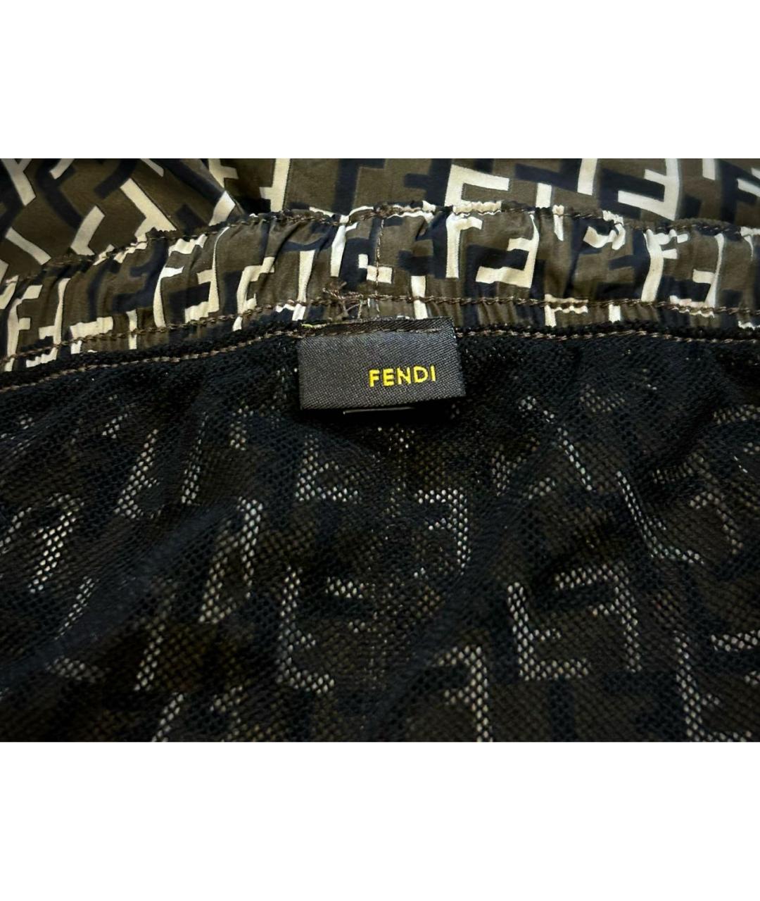 FENDI Коричневые полиэстеровые шорты, фото 3
