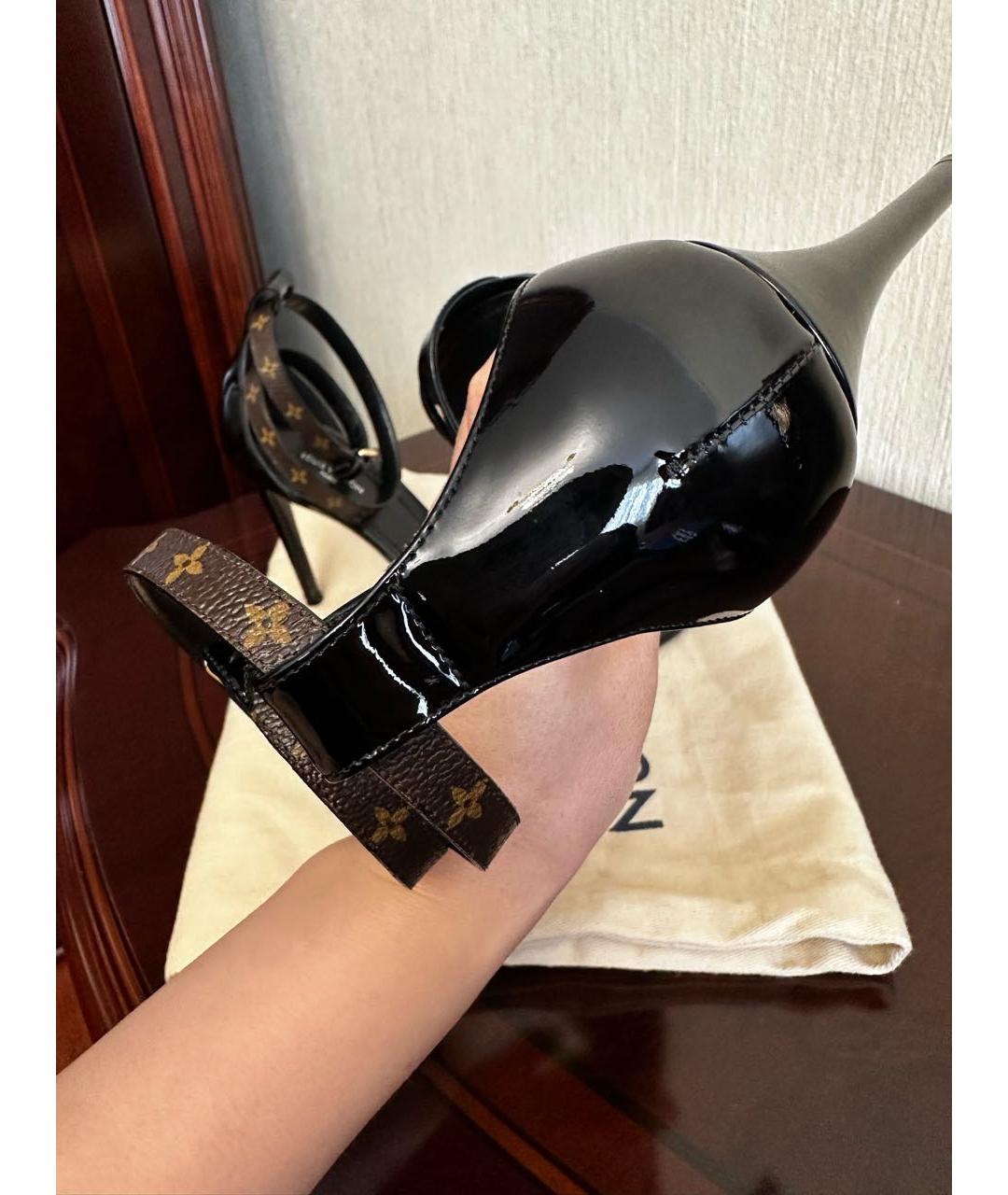 LOUIS VUITTON Черные кожаные босоножки, фото 4