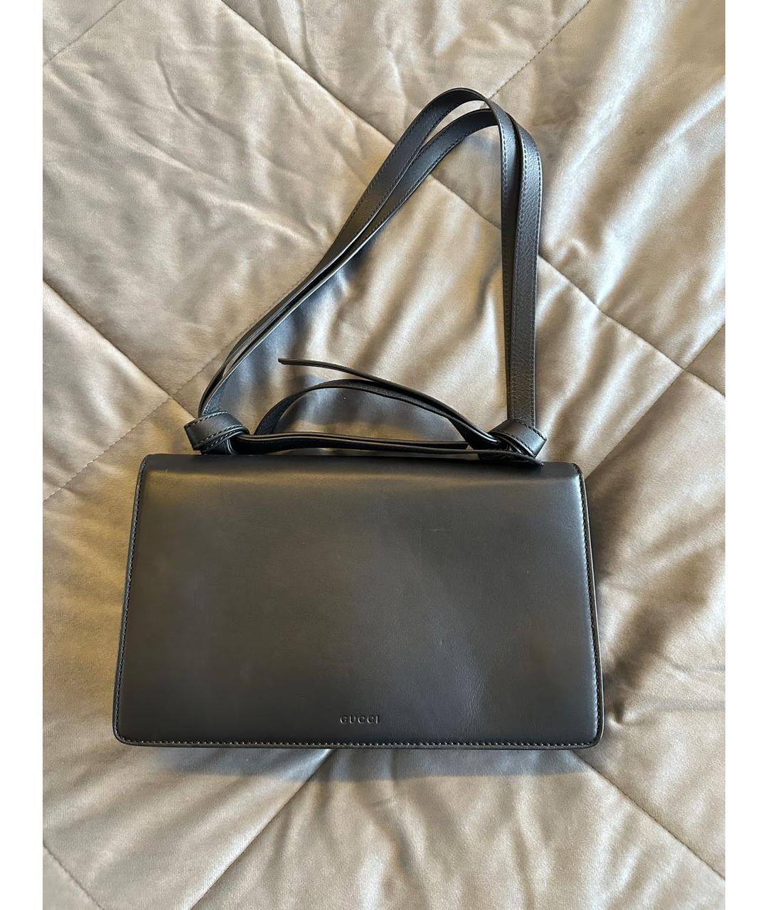 GUCCI Черная кожаная сумка с короткими ручками, фото 3