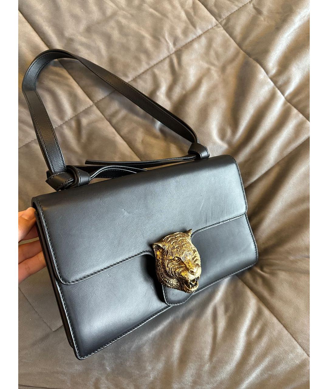 GUCCI Черная кожаная сумка с короткими ручками, фото 2