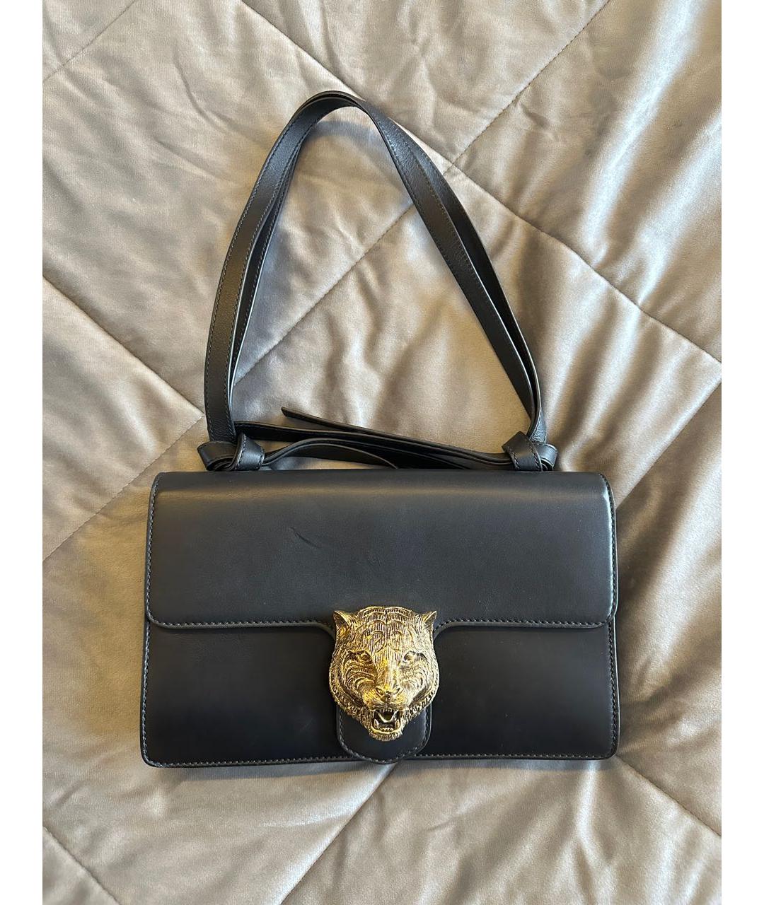 GUCCI Черная кожаная сумка с короткими ручками, фото 5