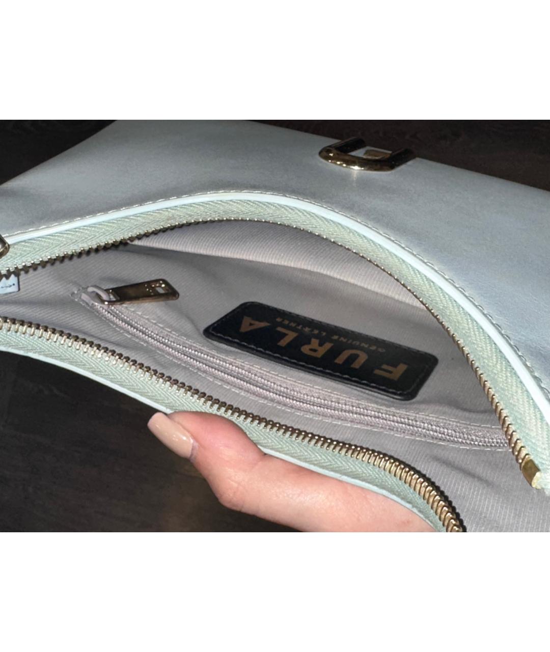 FURLA Голубая кожаная сумка с короткими ручками, фото 4