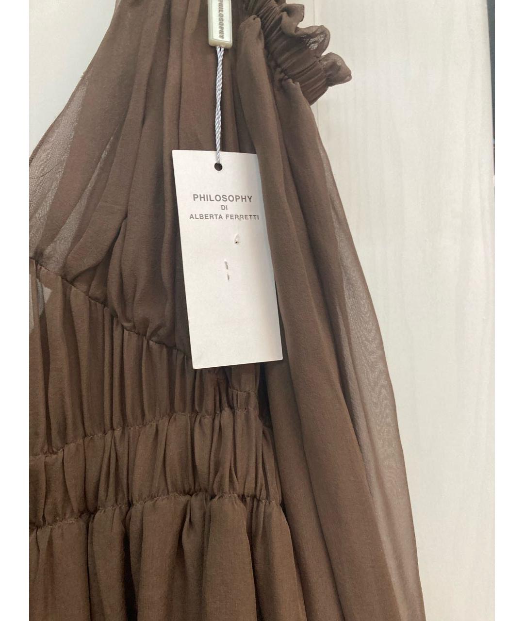 ALBERTA FERRETTI Коричневое коктейльное платье, фото 3