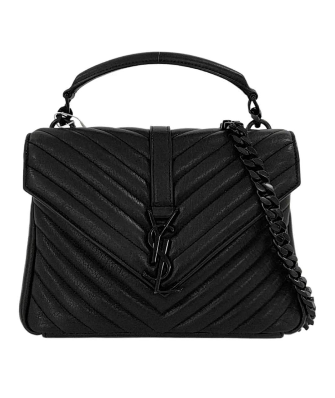 SAINT LAURENT Черная кожаная сумка с короткими ручками, фото 1