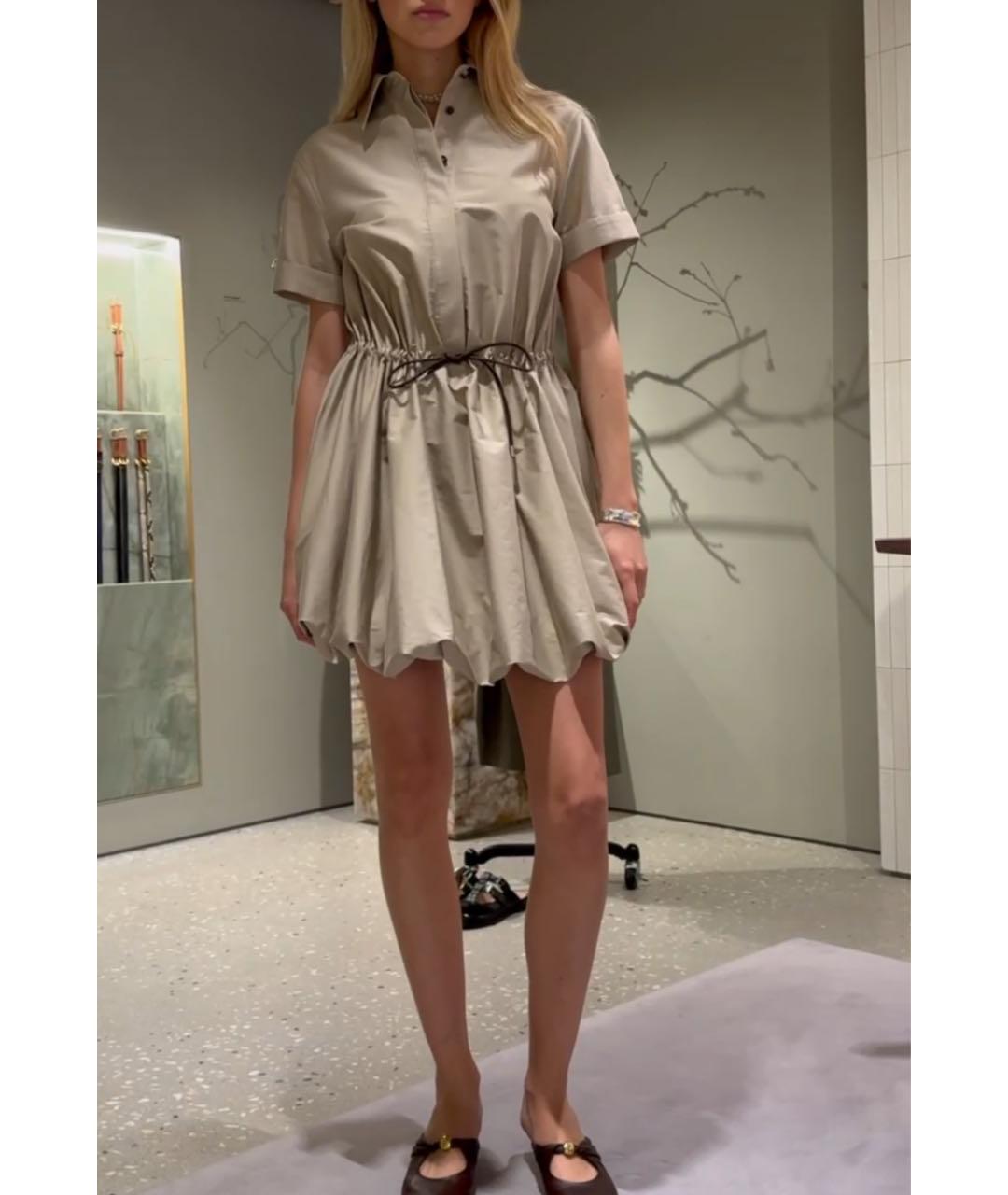 LOEWE Бежевое хлопковое повседневное платье, фото 3