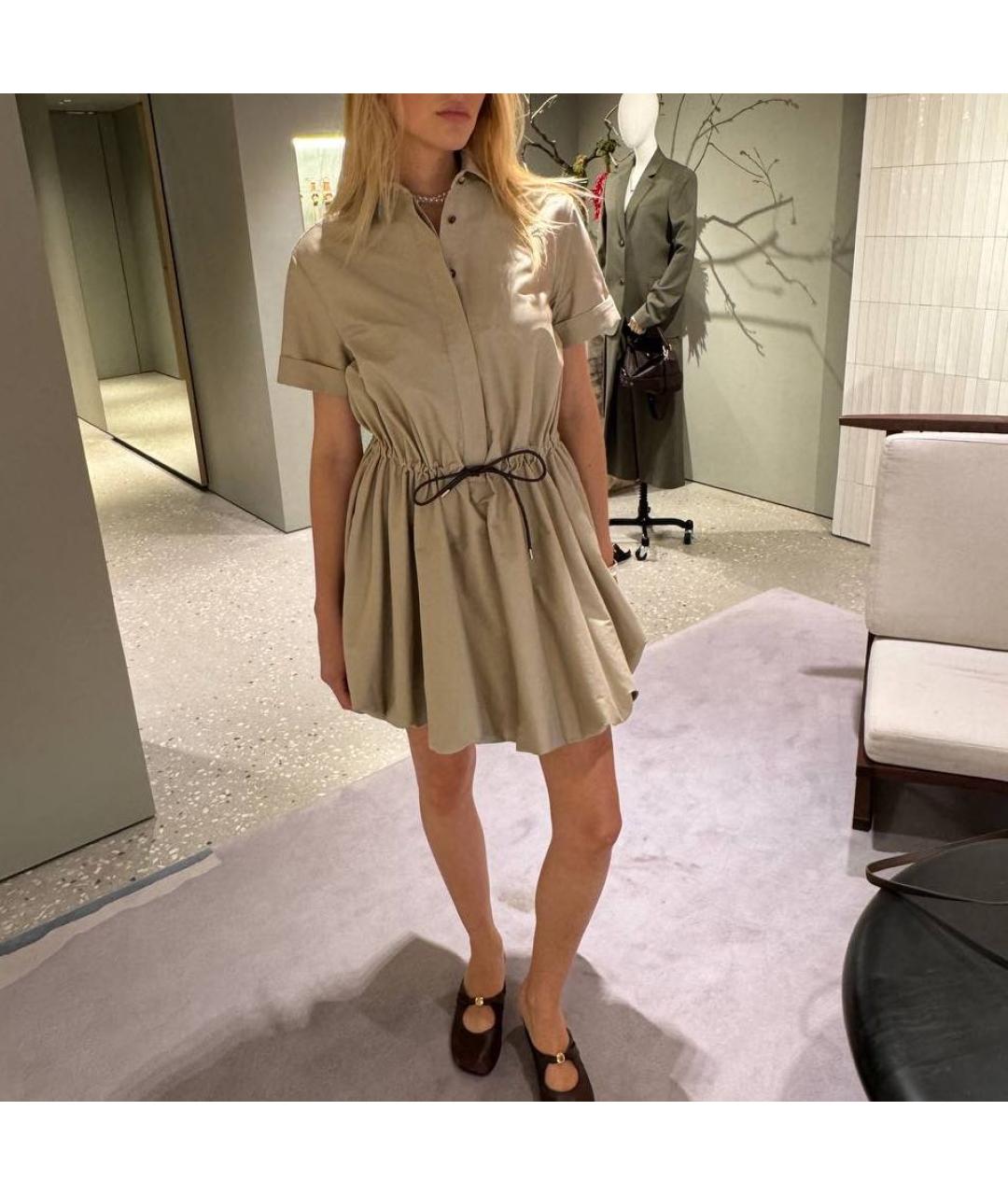 LOEWE Бежевое хлопковое повседневное платье, фото 2