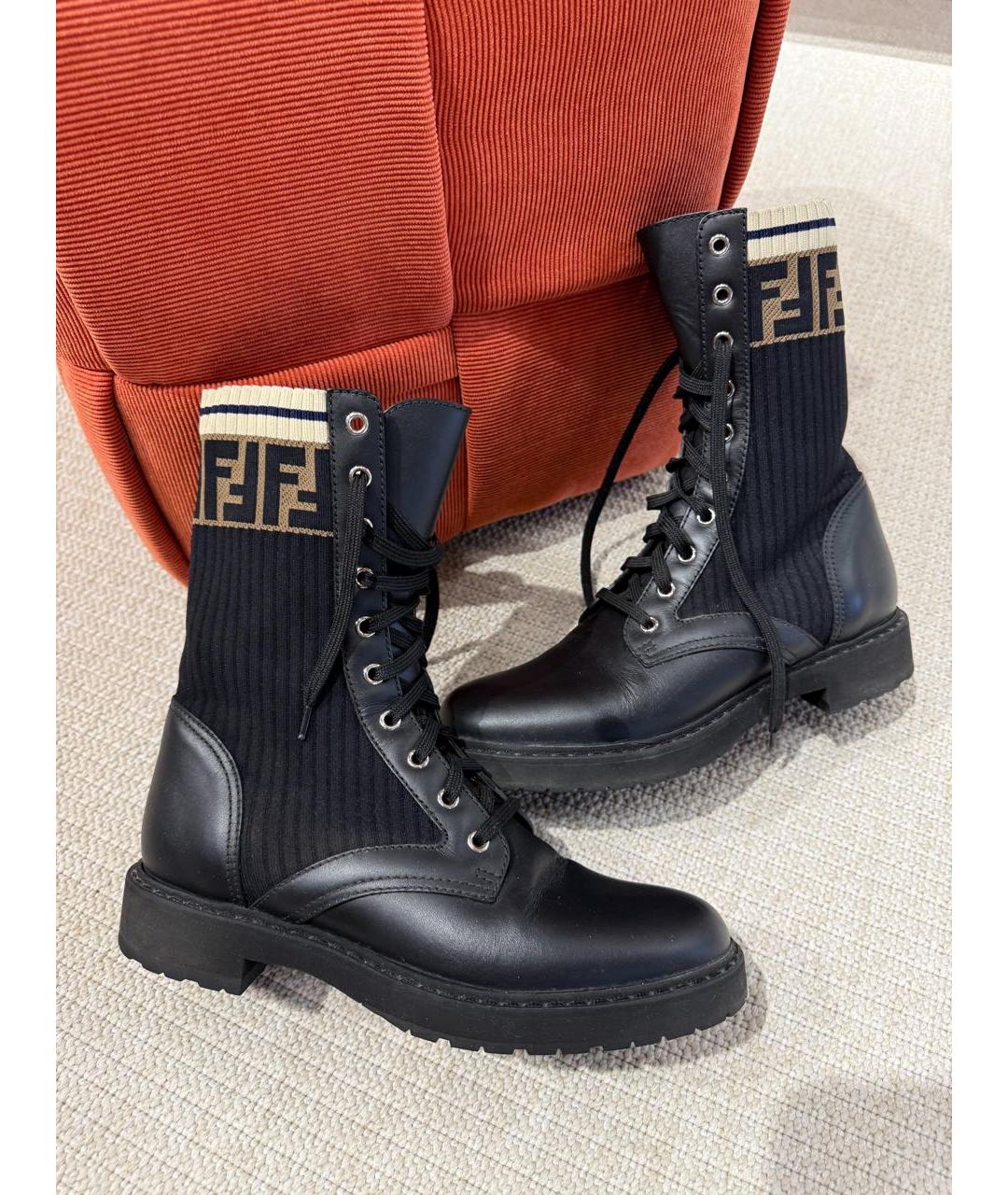 FENDI Черные кожаные ботинки, фото 3
