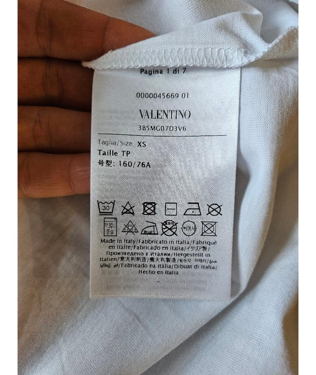 VALENTINO Белая хлопковая футболка, фото 3