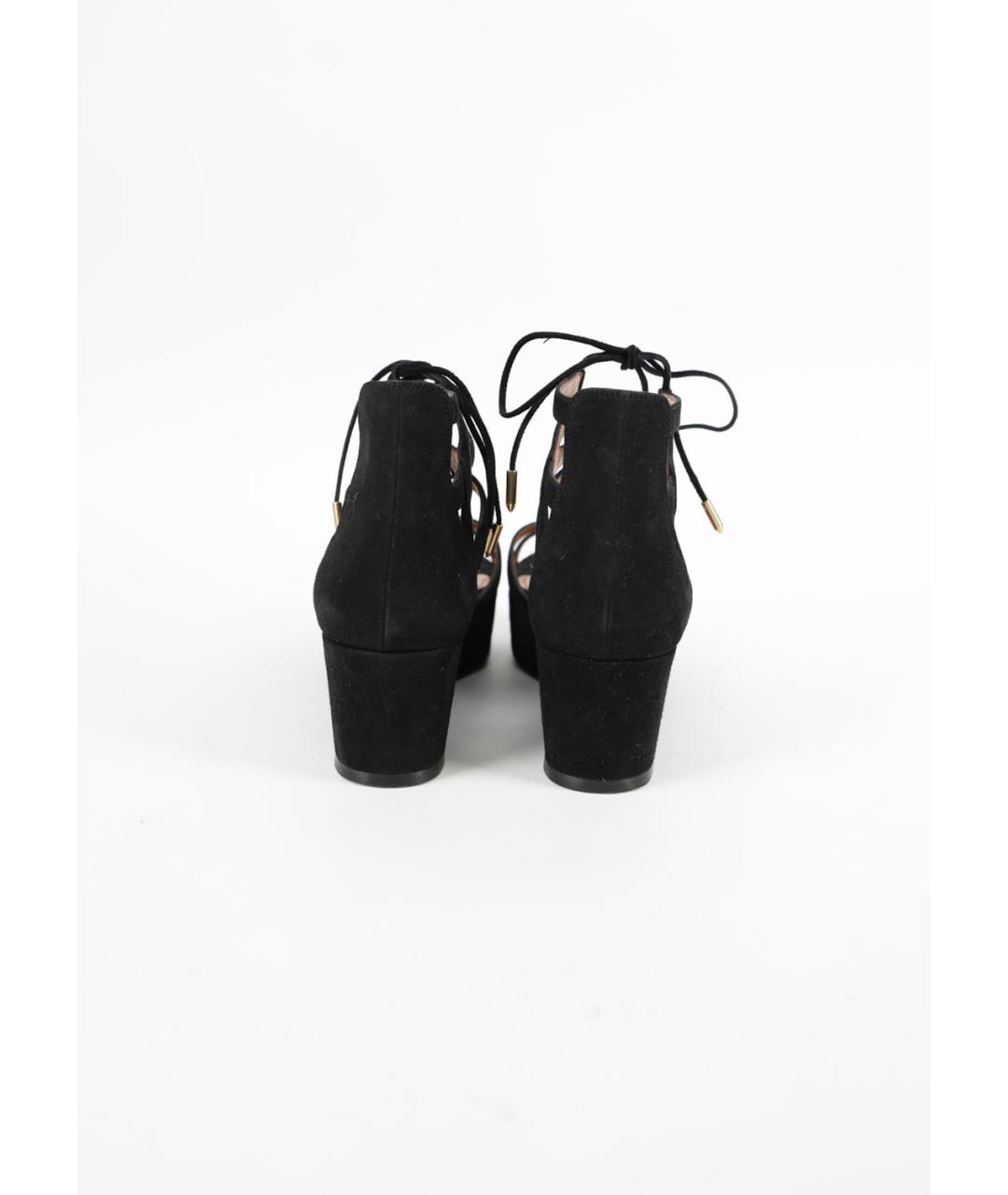 AQUAZZURA Черные замшевые босоножки, фото 5