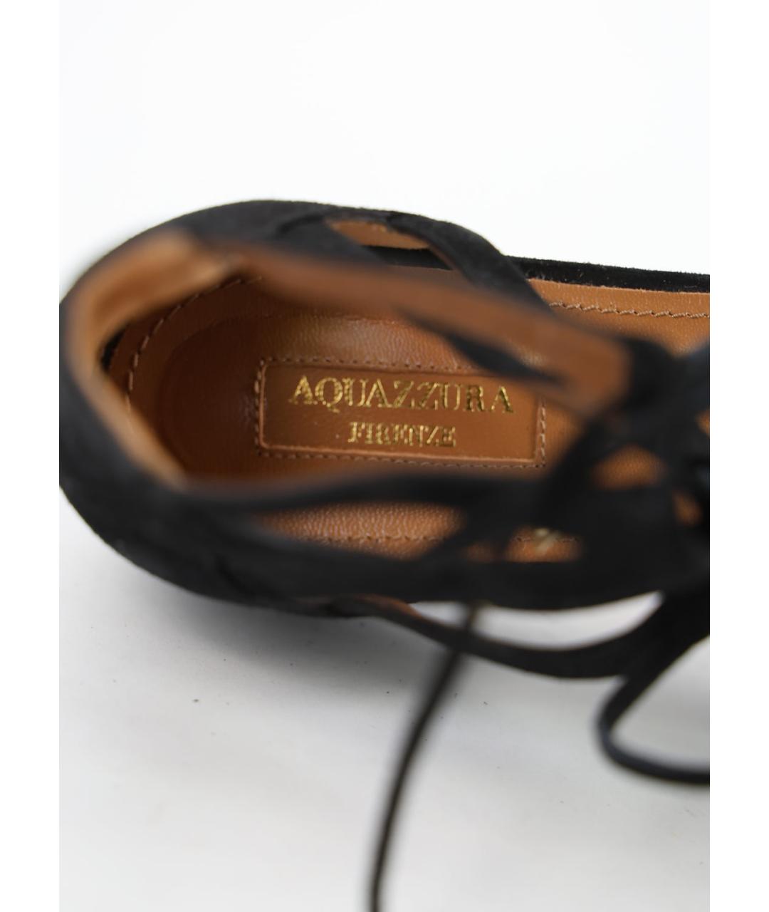 AQUAZZURA Черные замшевые босоножки, фото 4