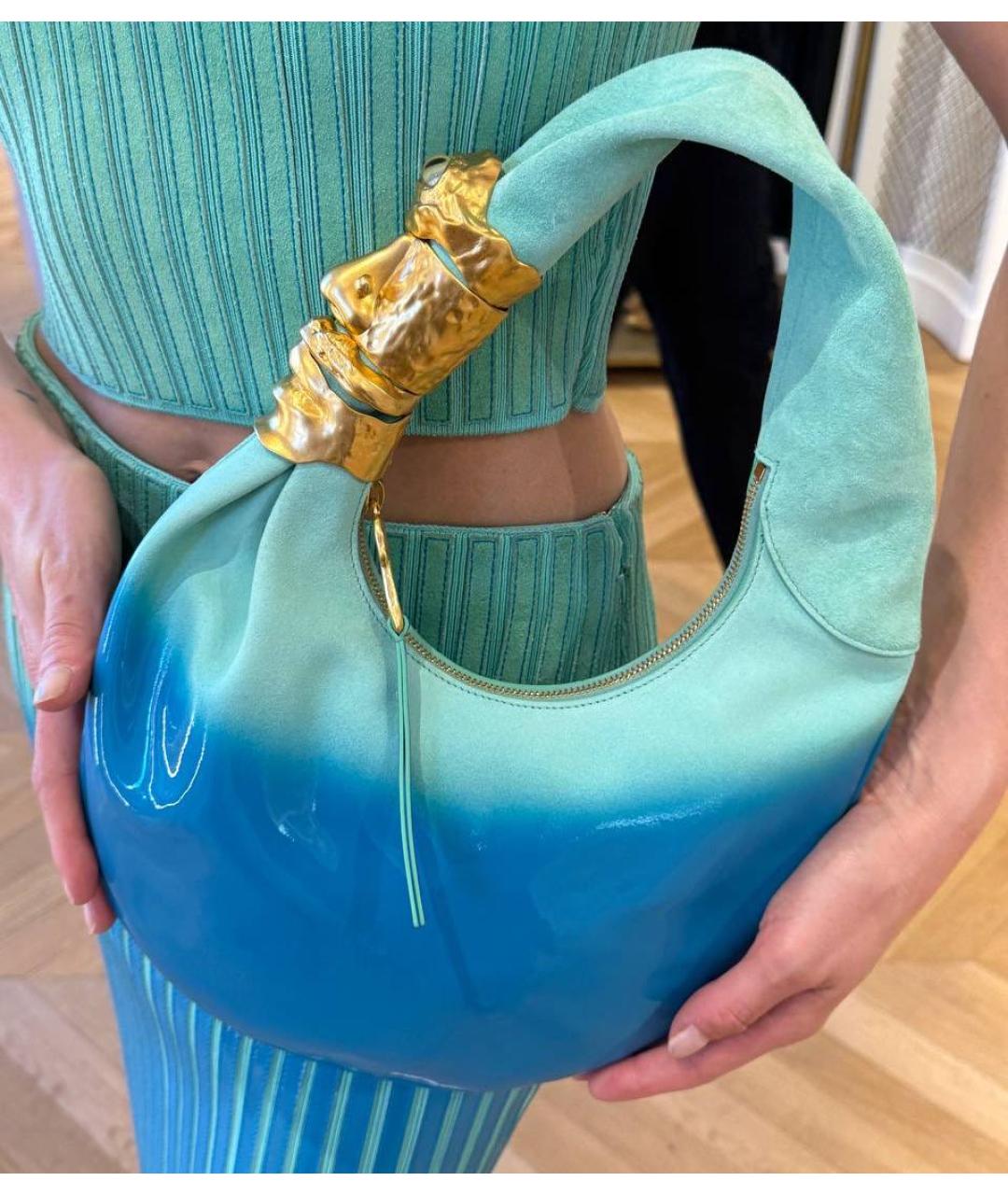 SCHIAPARELLI Голубая кожаная сумка тоут, фото 4