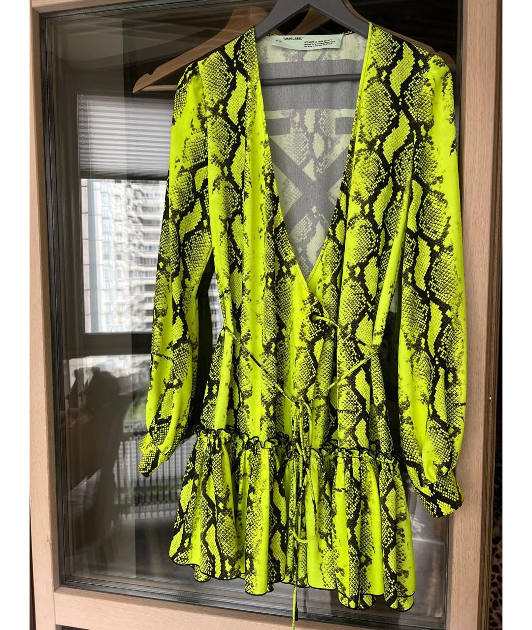 OFF-WHITE Желтое полиэстеровое платье, фото 8