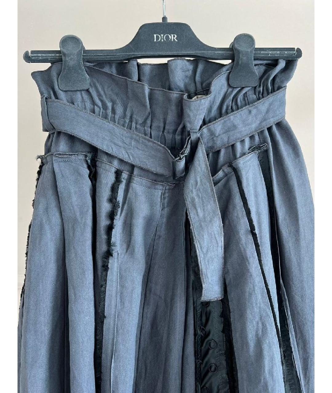 BOTTEGA VENETA Синяя хлопковая юбка миди, фото 3