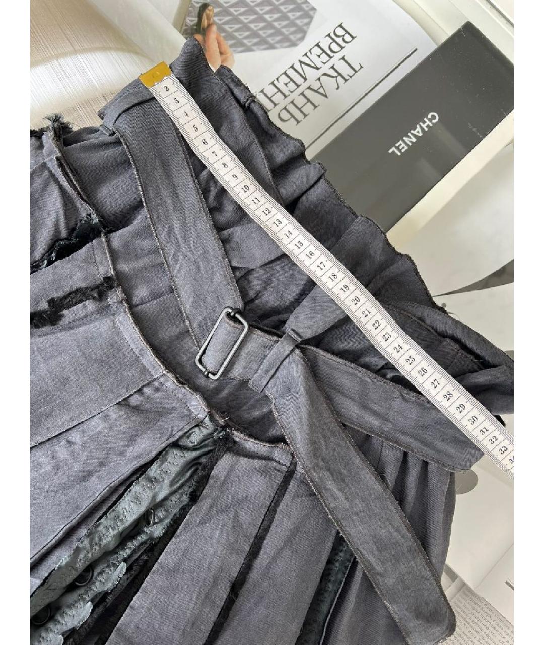 BOTTEGA VENETA Синяя хлопковая юбка миди, фото 5
