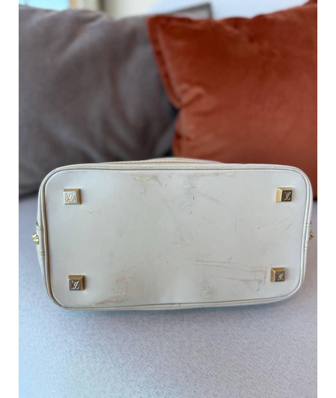 LOUIS VUITTON Белая кожаная сумка с короткими ручками, фото 3