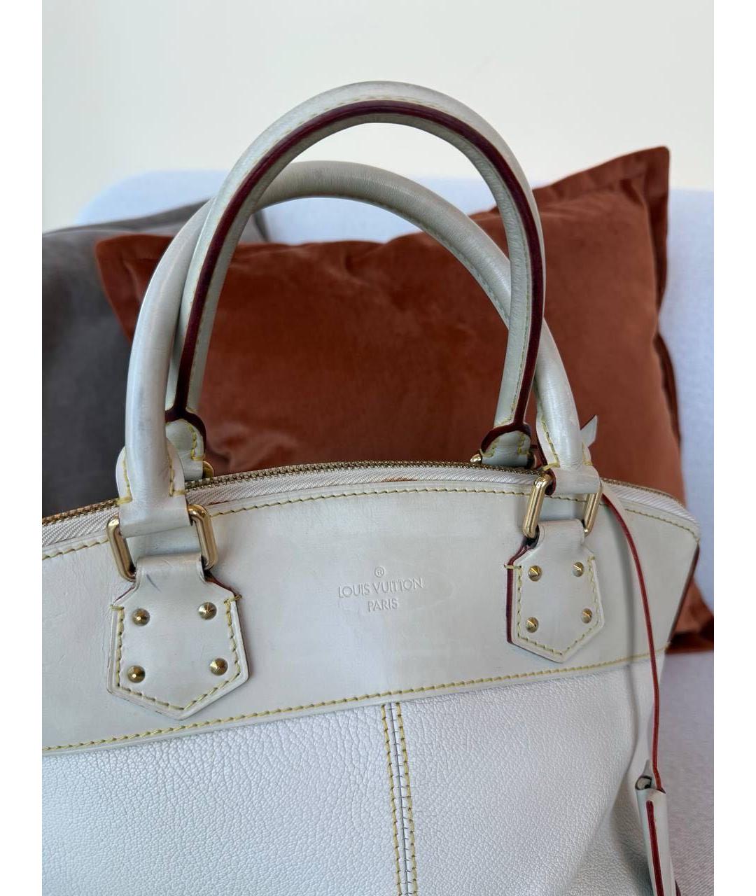 LOUIS VUITTON Белая кожаная сумка с короткими ручками, фото 5