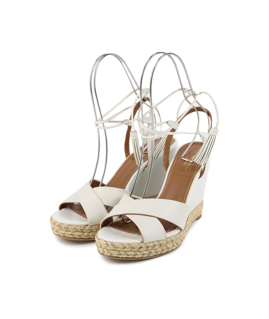 AQUAZZURA Белые кожаные босоножки, фото 2