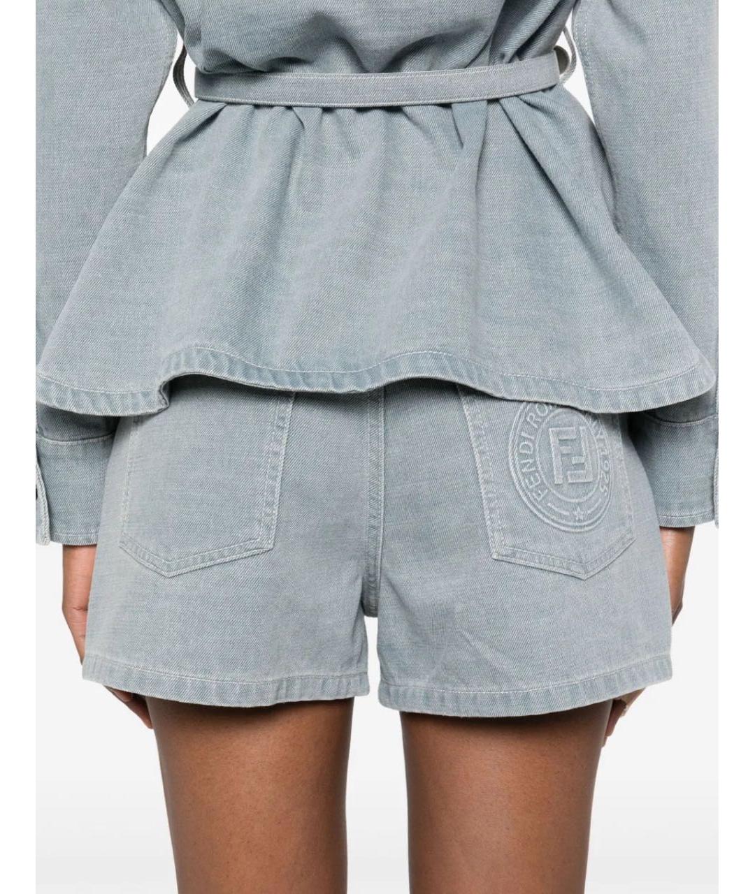 FENDI Голубые хлопковые шорты, фото 6