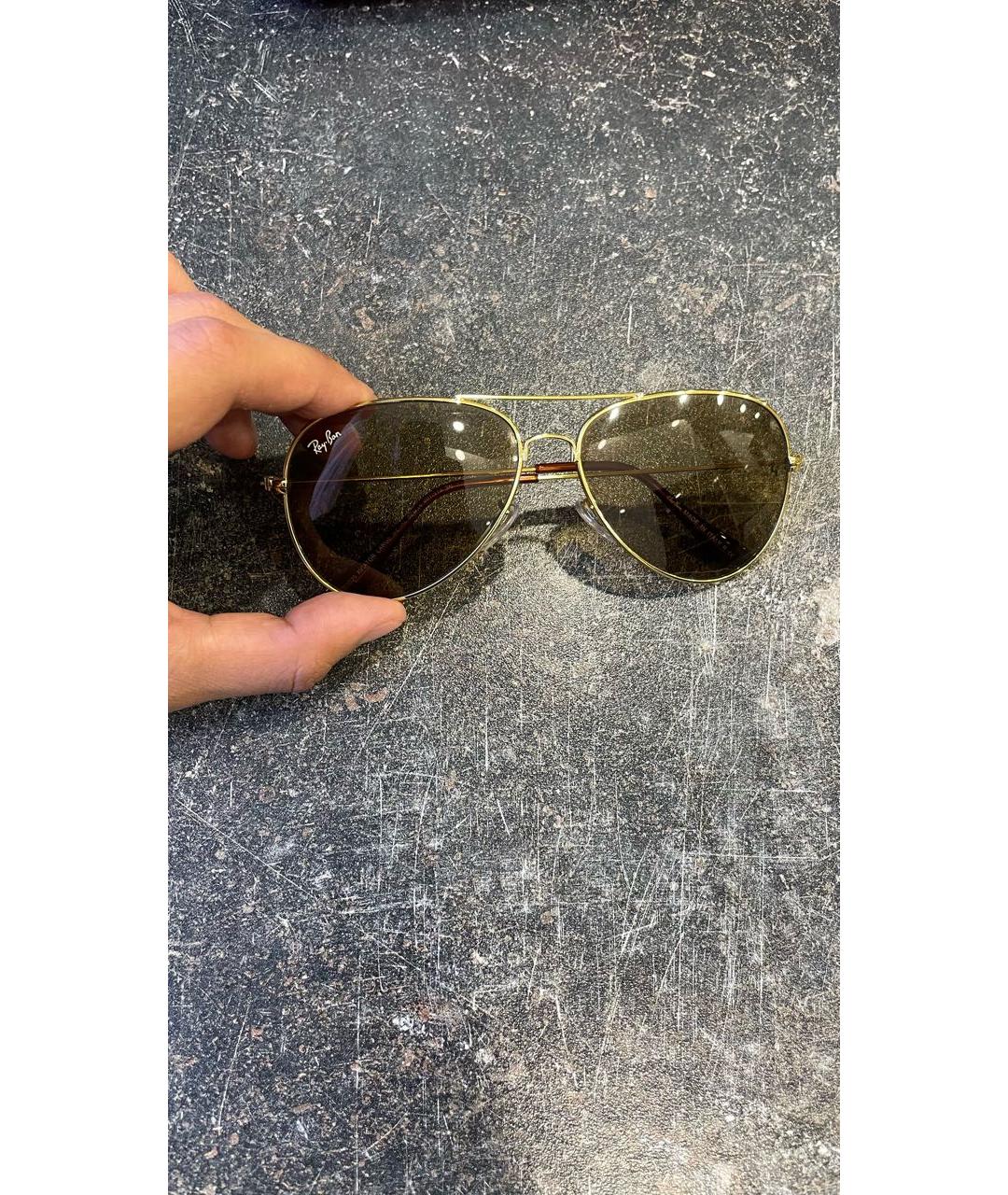 RAY BAN Желтые металлические солнцезащитные очки, фото 5