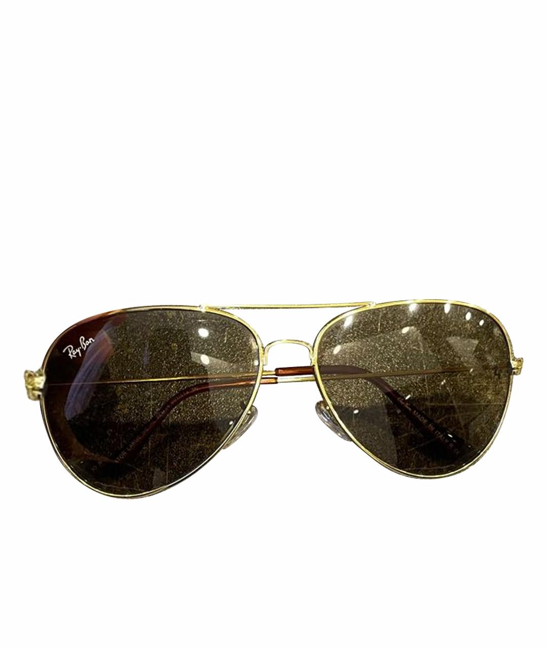 RAY BAN Желтые металлические солнцезащитные очки, фото 1