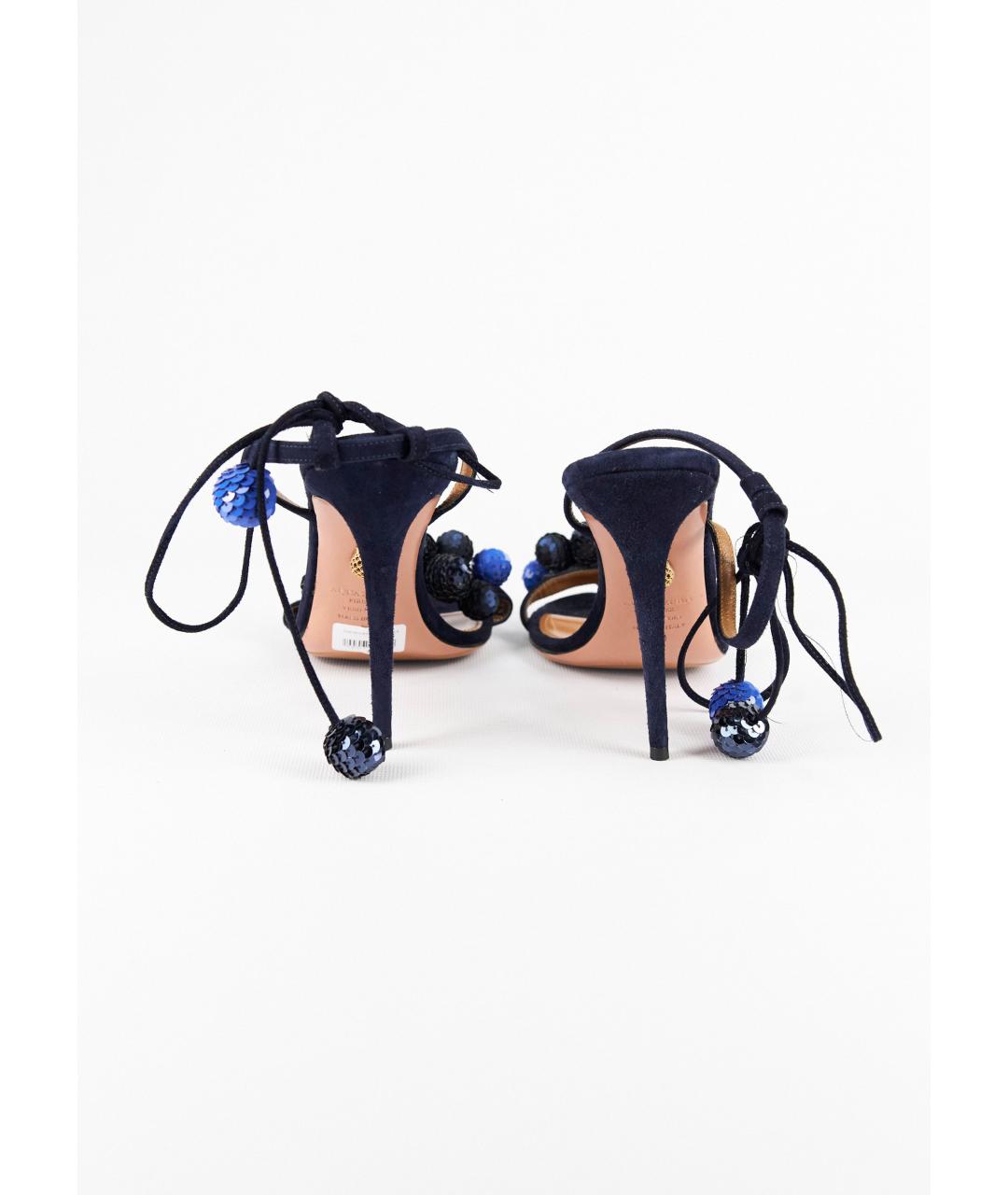 AQUAZZURA Темно-синие замшевые босоножки, фото 4