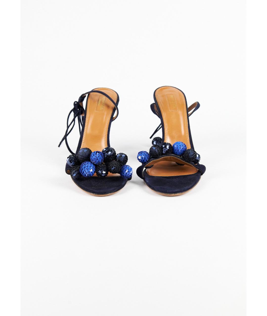 AQUAZZURA Темно-синие замшевые босоножки, фото 2