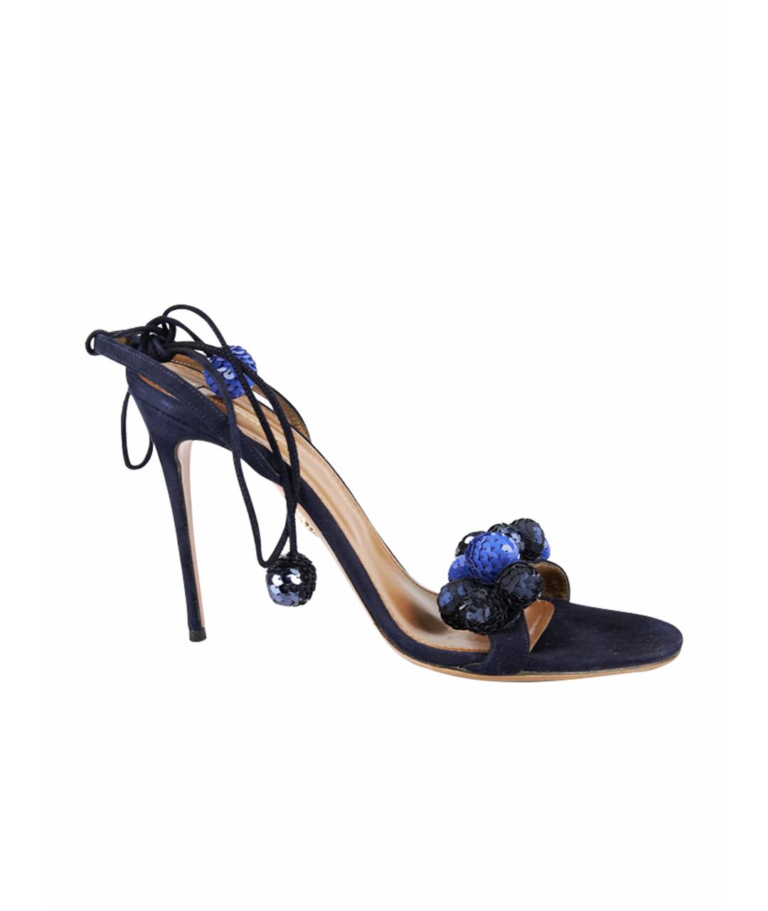 AQUAZZURA Темно-синие замшевые босоножки, фото 1