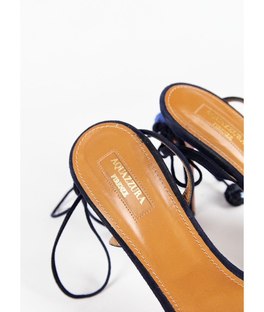 AQUAZZURA Темно-синие замшевые босоножки, фото 3