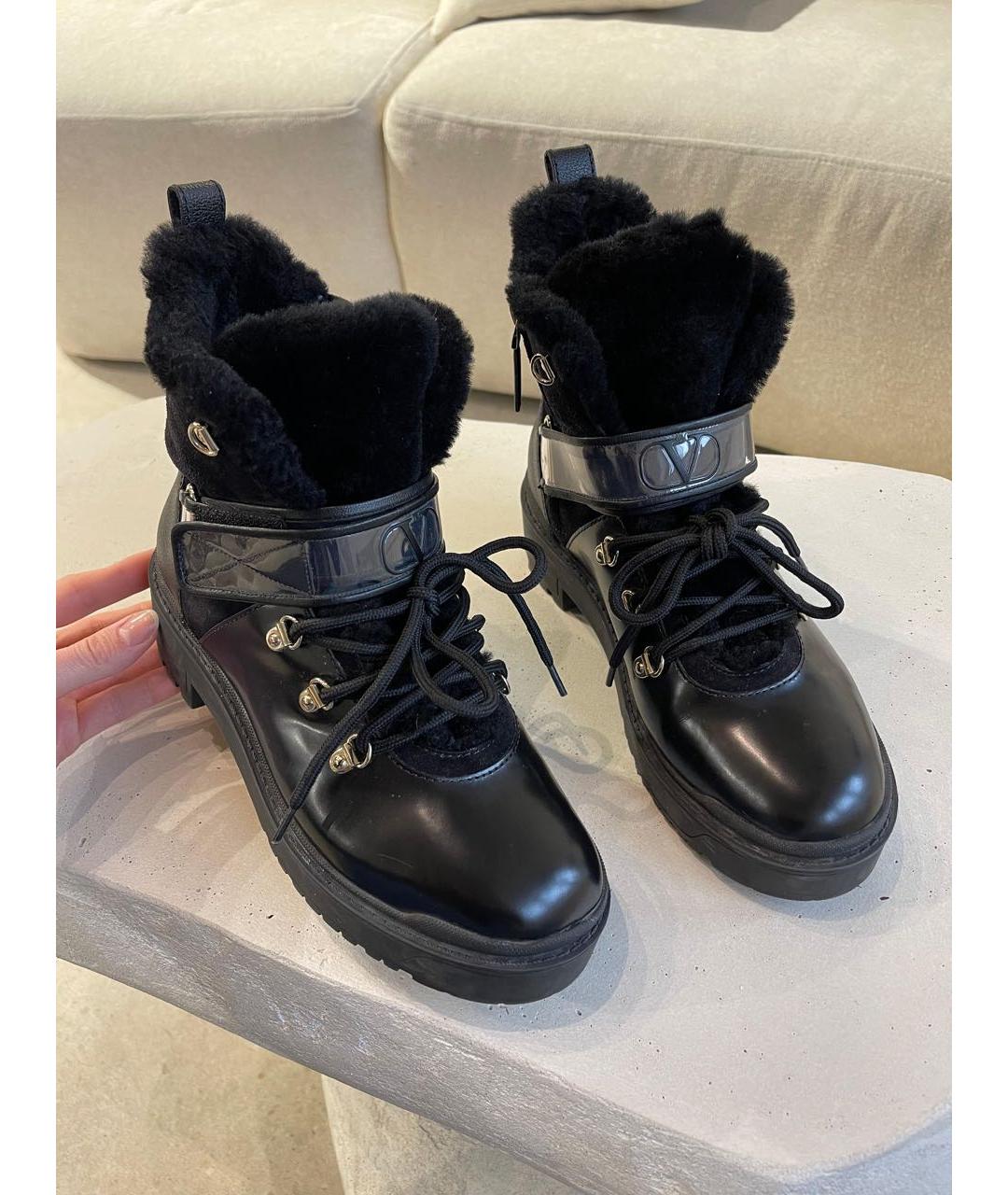 VALENTINO Черные кожаные ботинки, фото 2