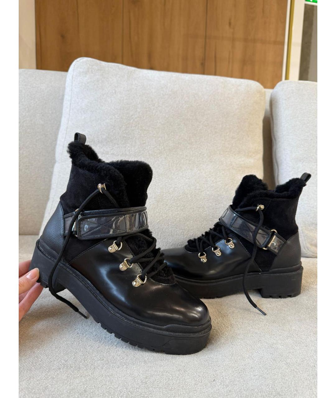 VALENTINO Черные кожаные ботинки, фото 4