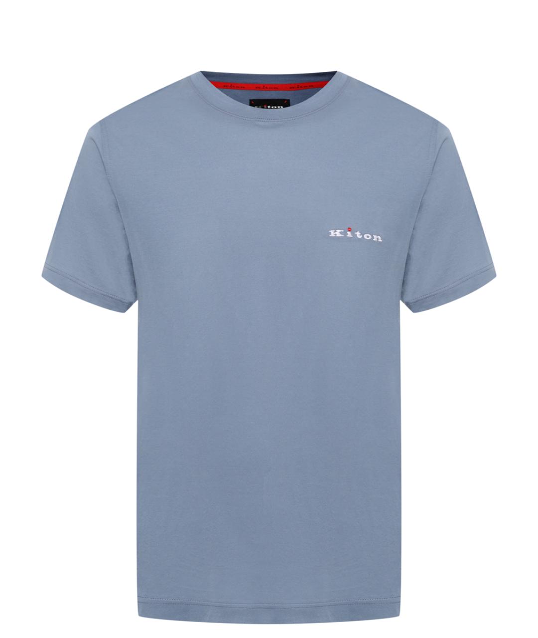 KITON Голубая хлопковая футболка, фото 1