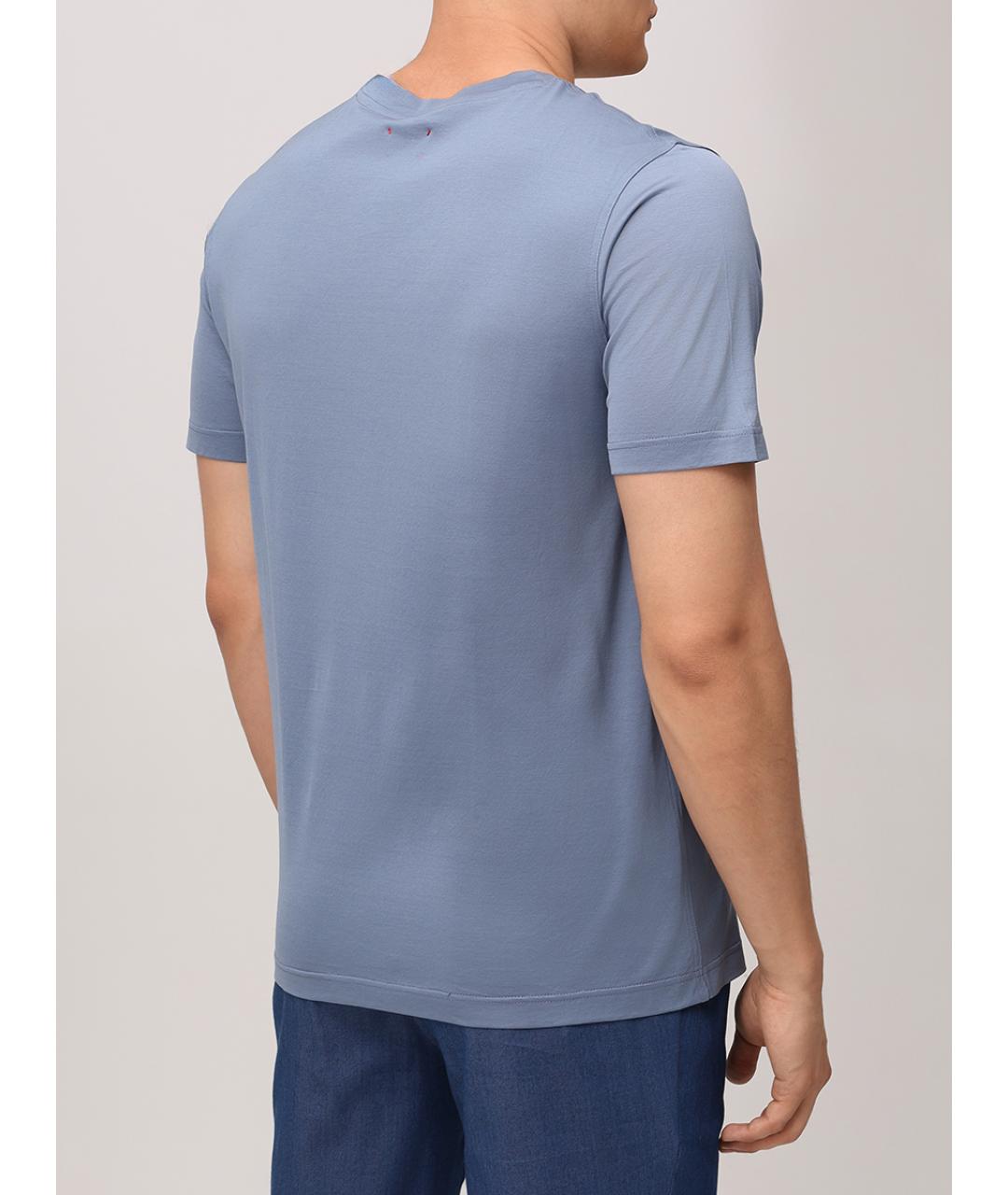 KITON Голубая хлопковая футболка, фото 2