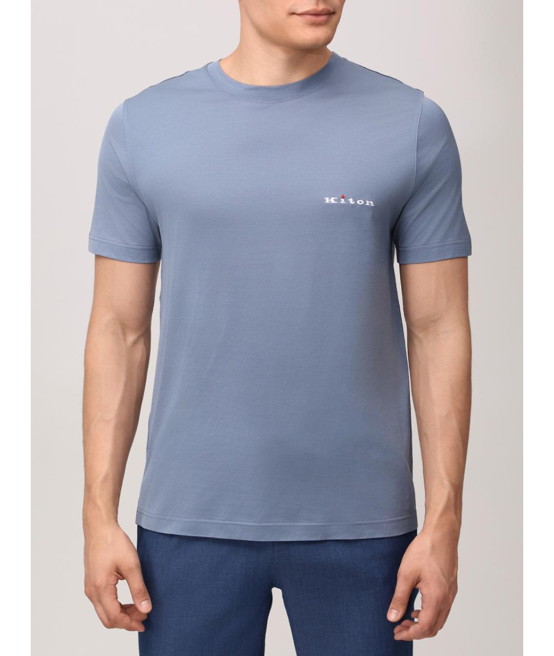 KITON Голубая хлопковая футболка, фото 3