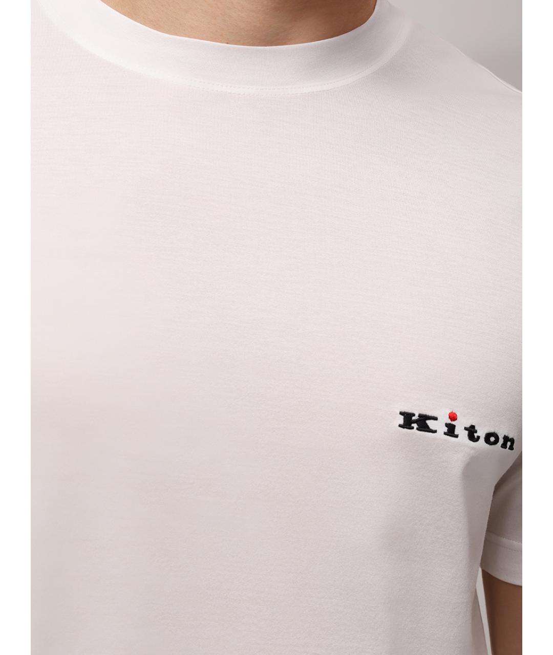 KITON Белая хлопковая футболка, фото 5