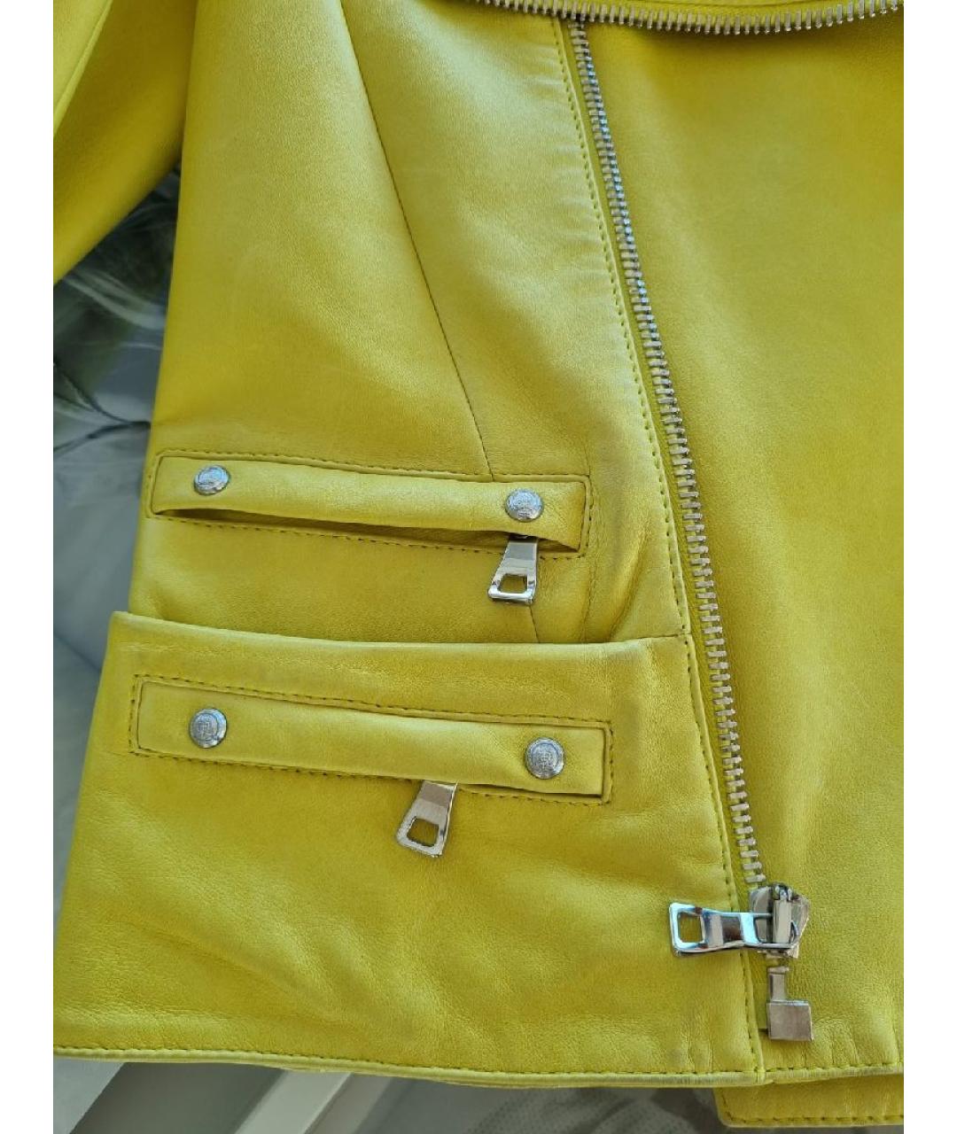 BALMAIN Желтая кожаная куртка, фото 9