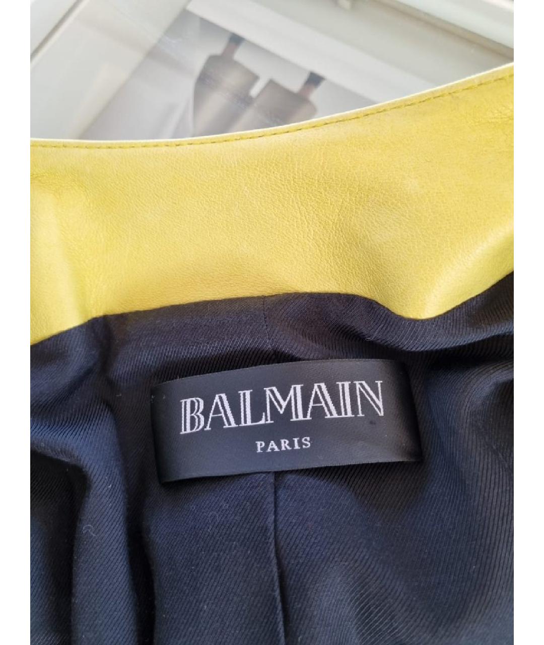 BALMAIN Желтая кожаная куртка, фото 3