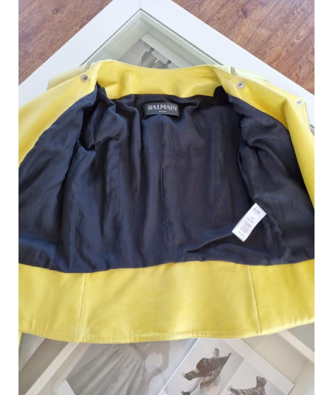 BALMAIN Желтая кожаная куртка, фото 4