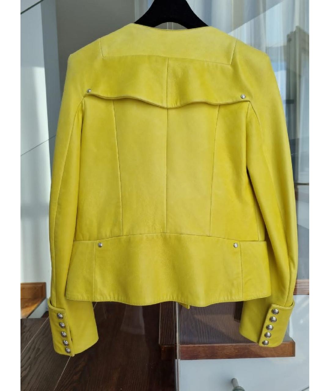 BALMAIN Желтая кожаная куртка, фото 2