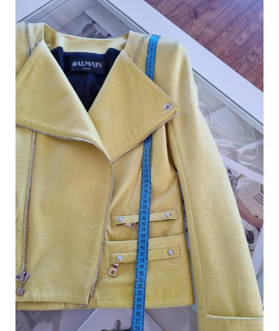 BALMAIN Желтая кожаная куртка, фото 8