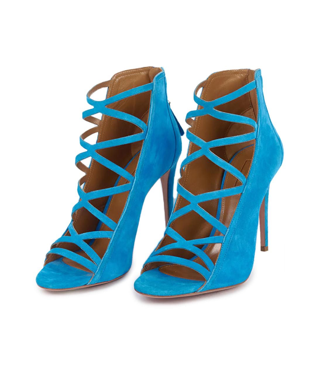 AQUAZZURA Голубые замшевые босоножки, фото 5
