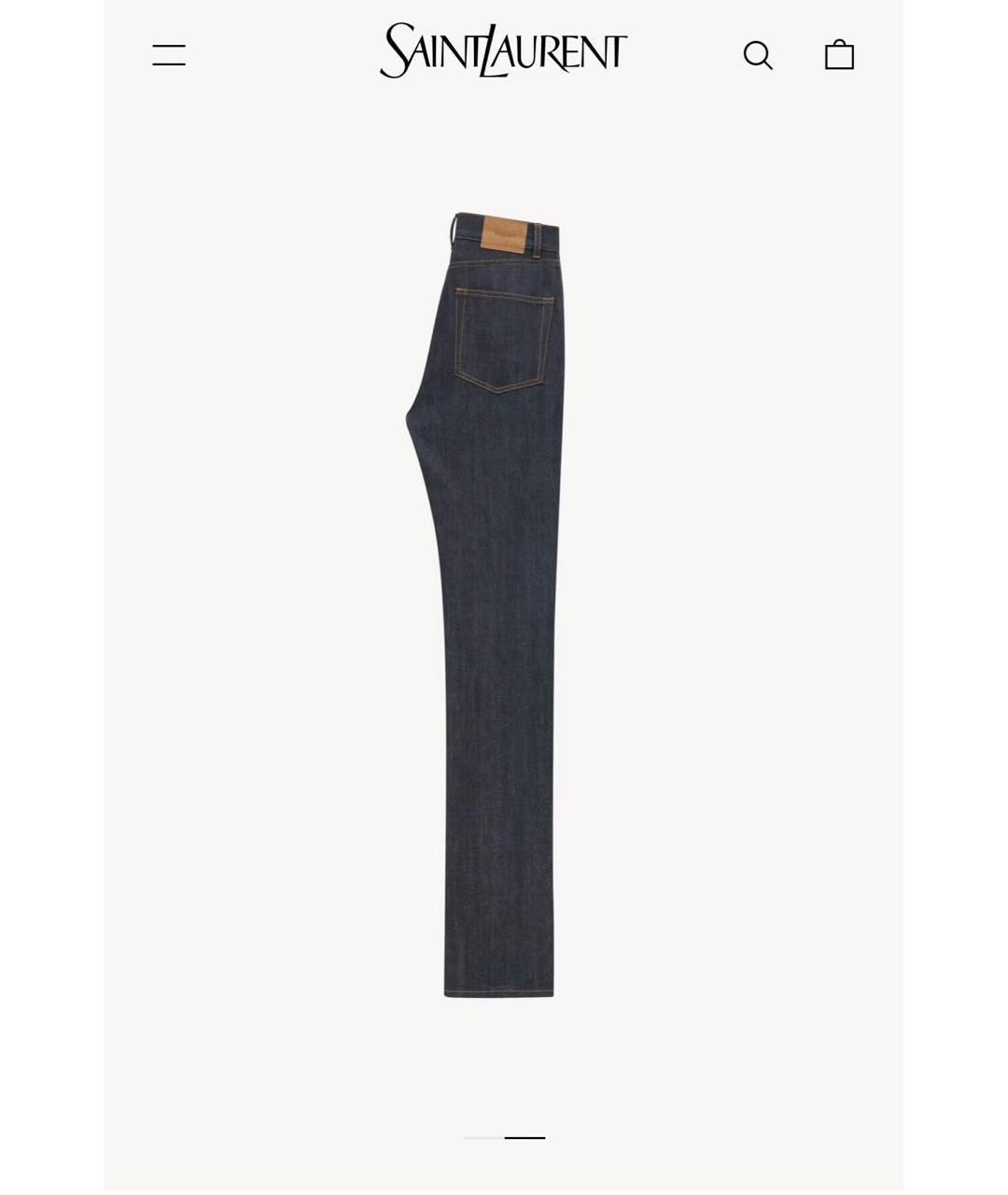 SAINT LAURENT Темно-синие хлопковые прямые джинсы, фото 3