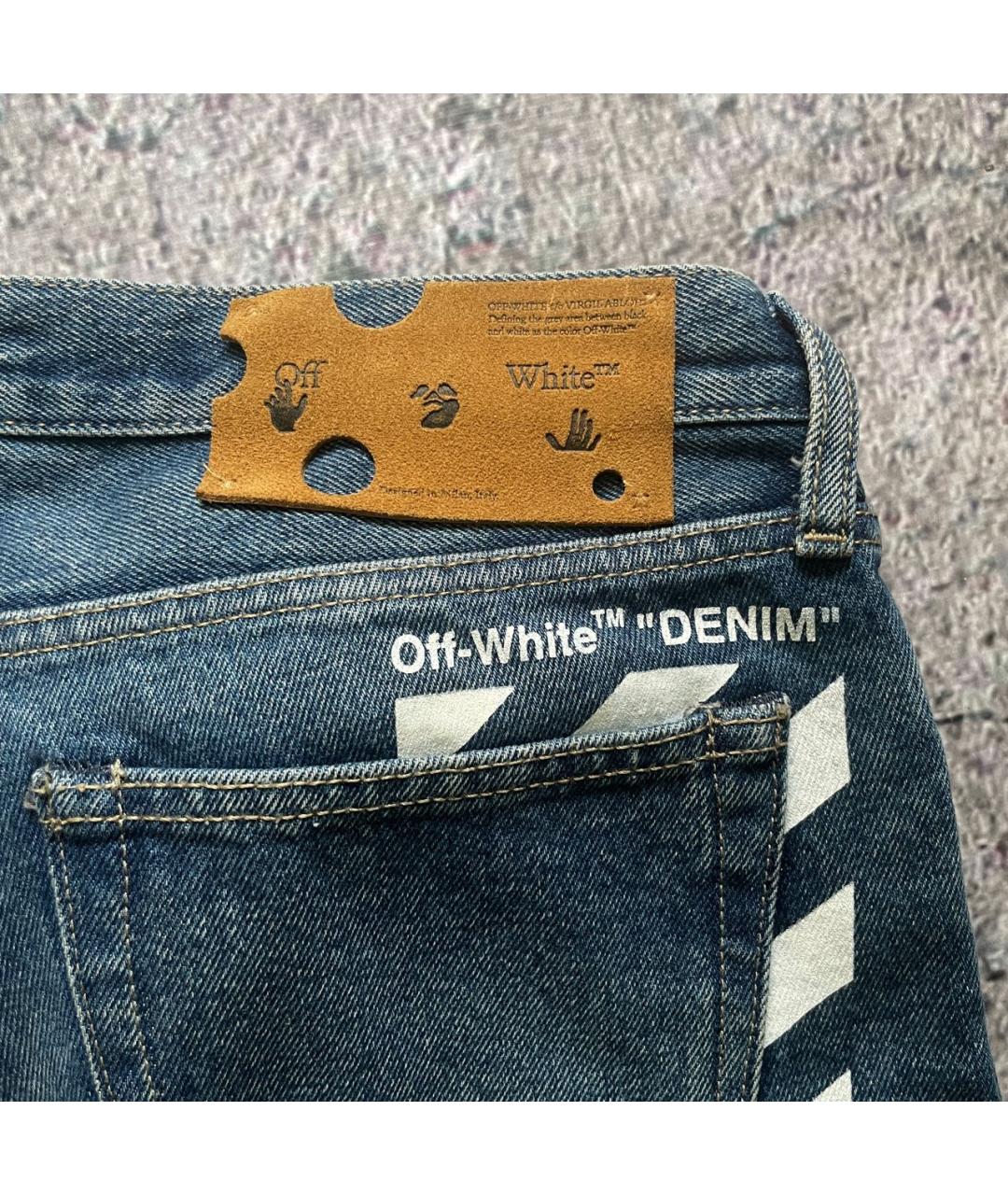 OFF-WHITE Синие хлопковые прямые джинсы, фото 4